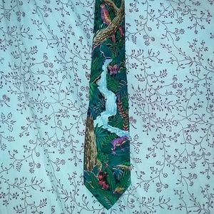 Addiction Jungle Waterfall Scene Tie 100% Silk